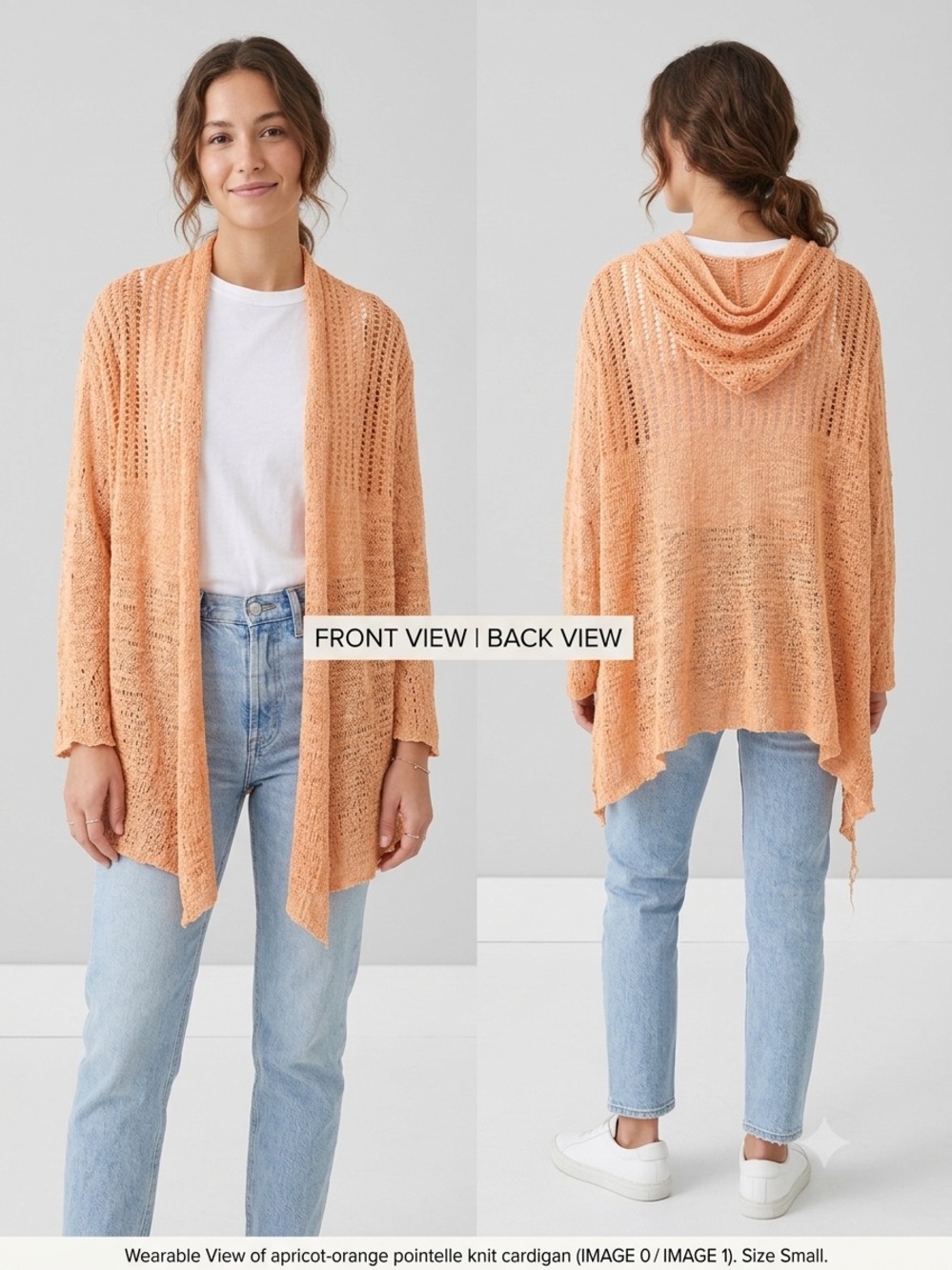 Free People Apricot Open-Knit Hooded Cardigan